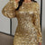 Sequin Long Sleeve Bodycon Mini Dress Yellow
