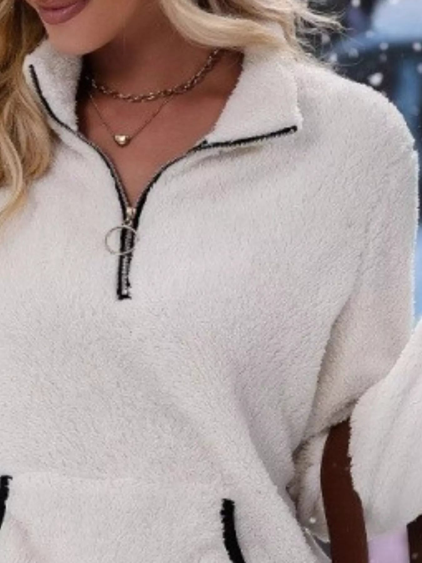 Full Size Cozy Fleece Quarter Zip Long Sleeve Sweatshirt Plus Size