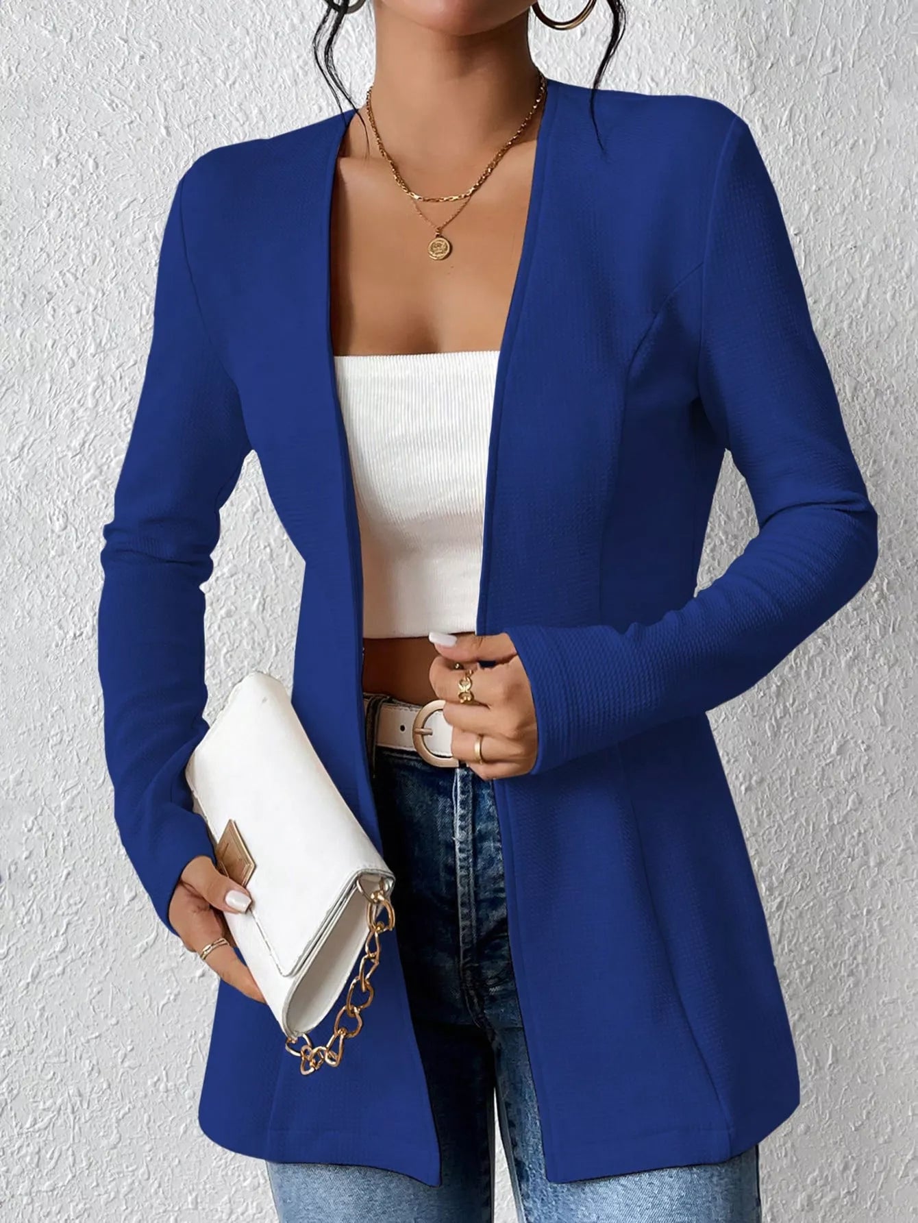 One Button Long Sleeve Blazer