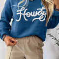 Howdy Embroidered Round Neck Sweater