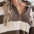 Striped Quarter-Zip Long Sleeve Sweatshirt