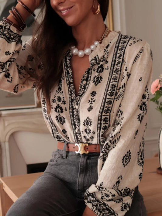 Printed Long Sleeve Blouse