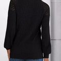 Ribbed Knit T-Shirt with Lace Shoulder Detail