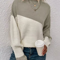 Color Block Ribbed Knit Sweater