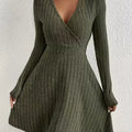 Ribbed Knit Wrap Mini Dress