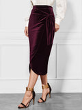 Side Tied Velvet Skirt Burgundy