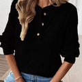 Ribbed Button Detail Long Sleeve T-Shirt