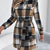 Plaid Button Front Tie Waist Shirt Dress Khaki