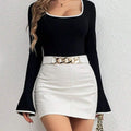 Long Sleeve Bodysuit with Contrast Trim