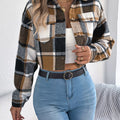 Plaid Button Up Cropped Jacket