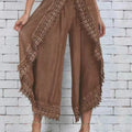 Full Size Lace Detail Wide Leg Pants Plus Size Caramel