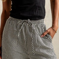 Gingham Print Wide Leg Casual Pants