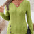 Ribbed Knit Notched Long Sleeve Top Sage
