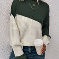 Color Block Ribbed Knit Sweater
