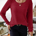 Ribbed Knit Long Sleeve T-Shirt
