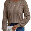 Ribbed Knit T-Shirt with Lace Shoulder Detail