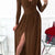 Slit Surplice Long Sleeve Maxi Dress Brown