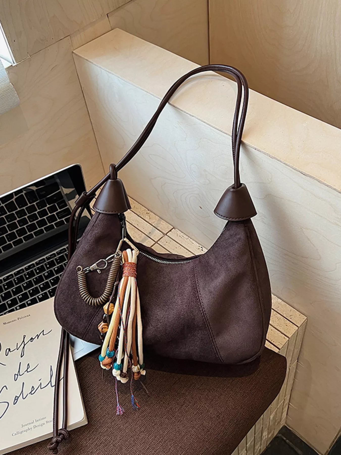 Vintage Suede Tassel Shoulder Bag