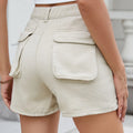 High Waist Utility Pocket Denim Shorts