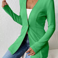Single-Button Long Sleeve Blazer Green