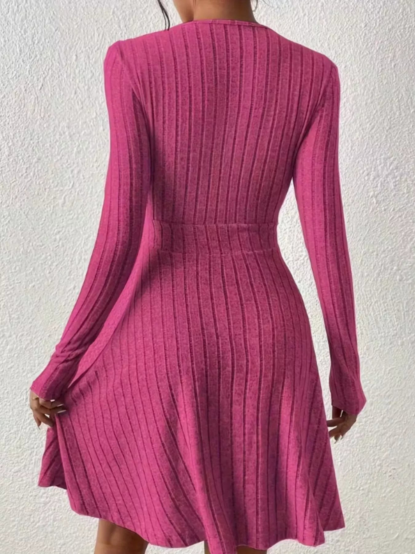 Ribbed Knit Wrap Mini Dress