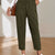 Corduroy Elastic Waist Cropped Pants Green
