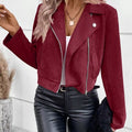 Zip Up Cropped Jacket Burgundy