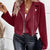Zip Up Cropped Jacket Burgundy