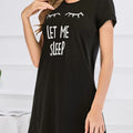 Graphic Round Neck Short Sleeve Lounge Dress Black