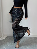 Polka Dot Maxi Skirt Black