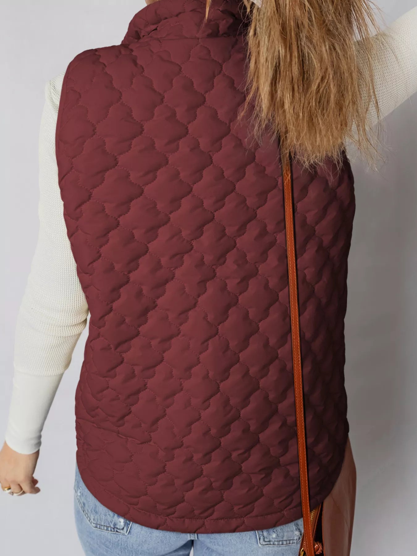 Quilted Snap Down Zip Up Vest Coat