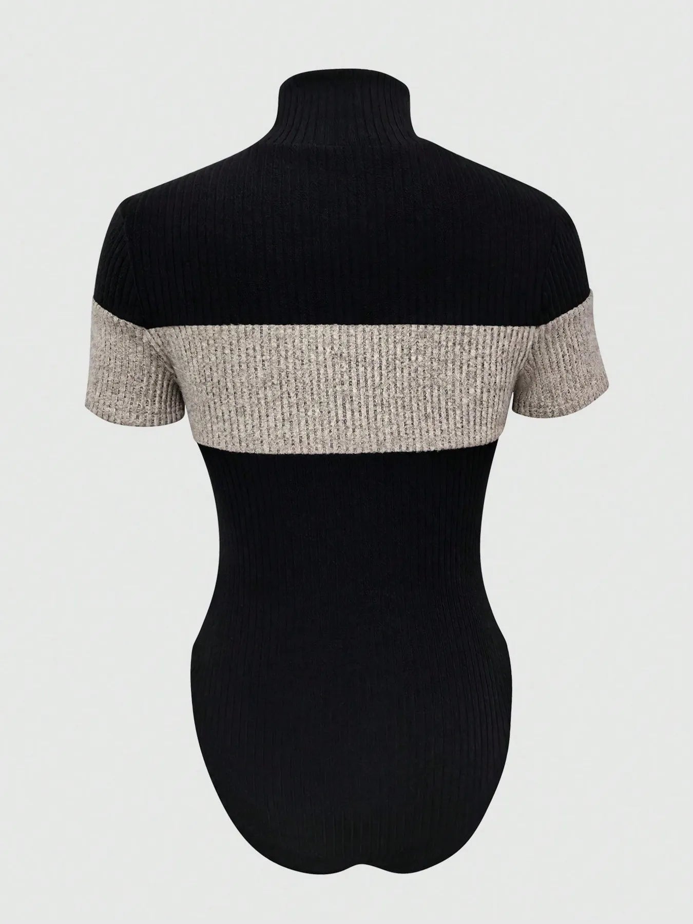 Color Block Turtleneck Ribbed Bodysuit