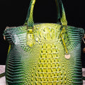Gradient PU Leather Handbag Yellow Green One Size