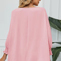 Smocked Lantern Sleeve Round Neck Blouse