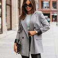 Lapel Collar Long Sleeve Blazer Gray
