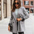 Lapel Collar Long Sleeve Blazer Gray