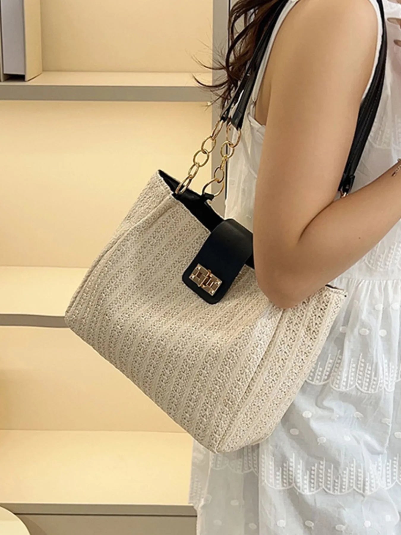 Woven Straw Shoulder Bag