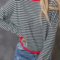 Striped Round Neck Drop Shoulder T-Shirt