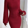 Turtleneck Ribbed Knit Sweater Dress