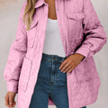 Snap Down Collared Winter Coat Pink