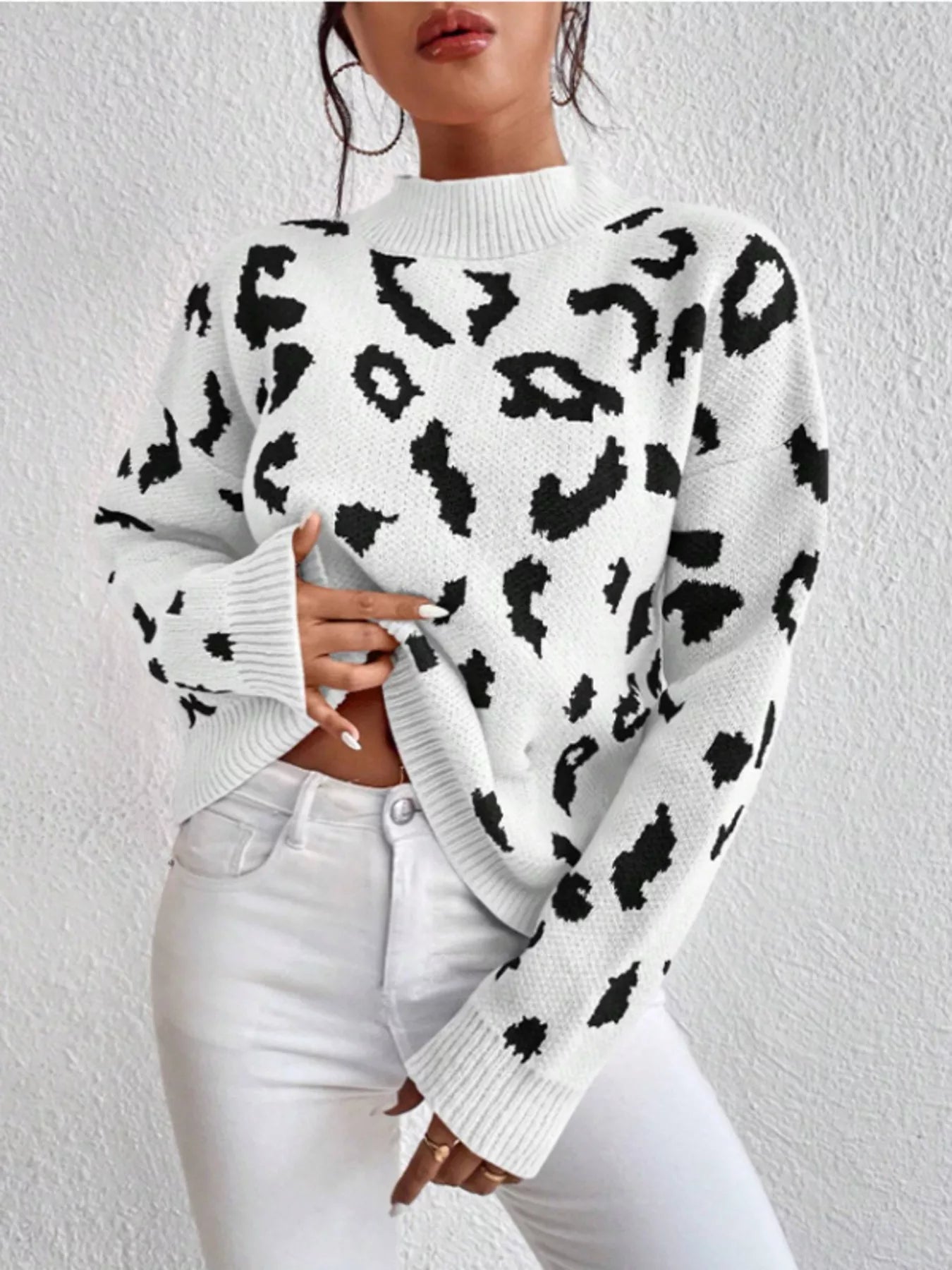 Leopard Mock Neck Sweater