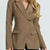Lapel Collar One Button Blazer Brown
