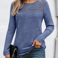 Ribbed Long Sleeve T-Shirt Blue