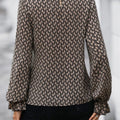 Printed Tie-Waist Flounce Sleeve Blouse