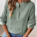 Ribbed Button Detail Long Sleeve T-Shirt
