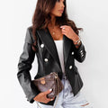 Lapel Collar Leather Blazer