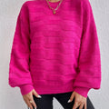 Textured Knit Round Neck Sweater