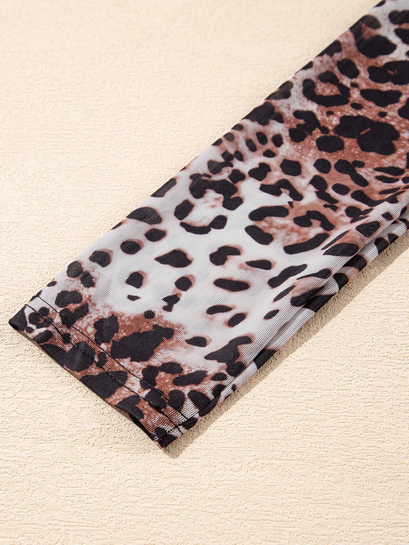 Leopard Print Long Sleeve Mock Neck Bodysuit