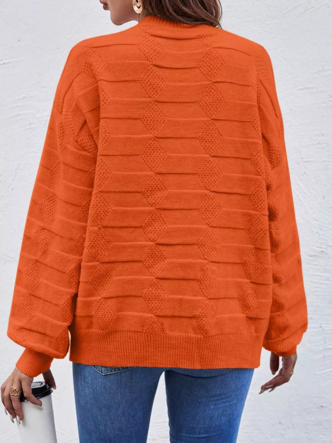 Textured Knit Round Neck Sweater