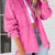 Button Down Raw Hem Denim Jacket Pink
